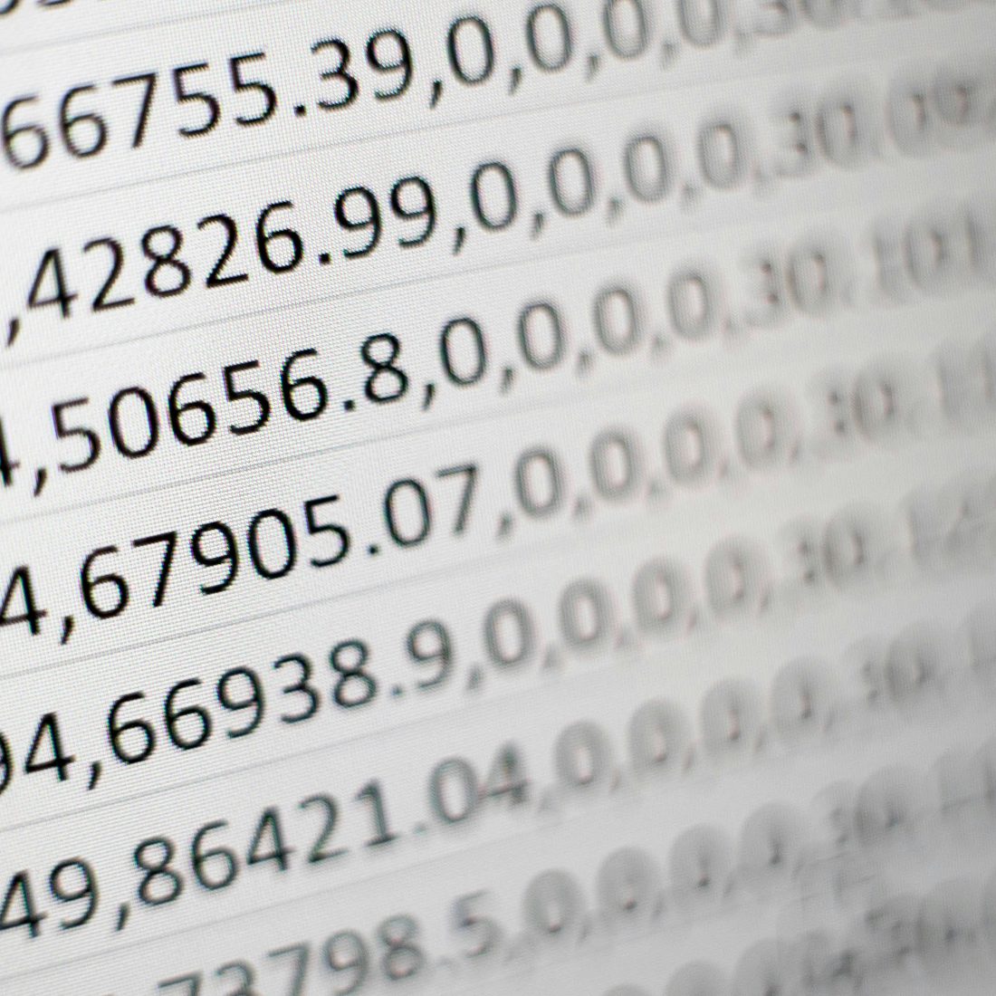 Columns of numeric data, representing a stream of clinical messages